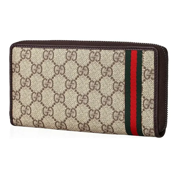 GUCCI Canvas With Leather Wallets With Money Clip Regular Men's Ebony/Brown-1