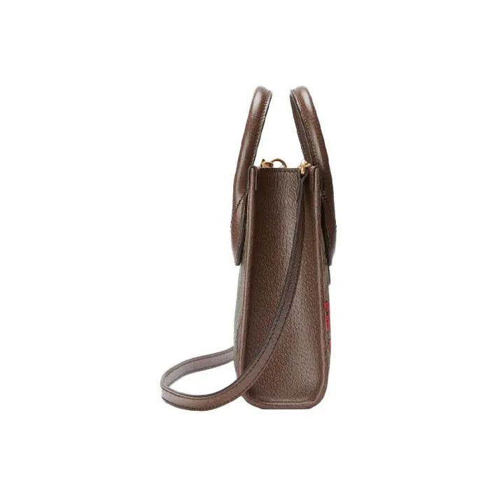 GUCCI Leather Tote Bag Shopping Bag Handbag Shoulder Bag Crossbody Bag Mini Men's Brown-3