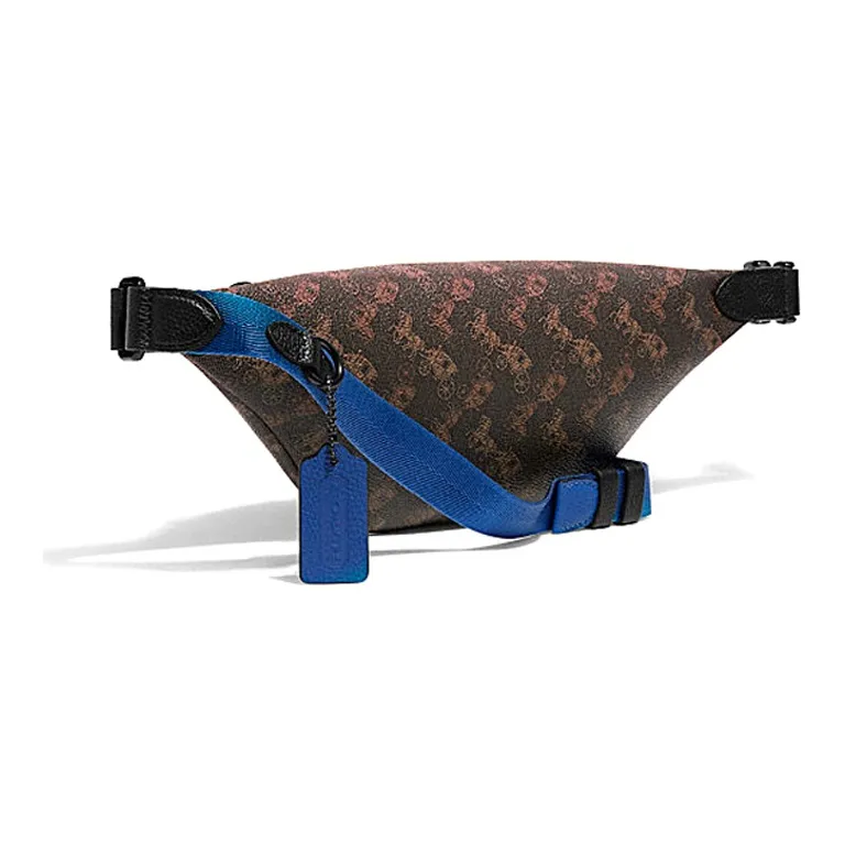 COACH Charter Canvas With Leather Sling Bag Fanny Pack Large Size Men's Brown & Blue-1
