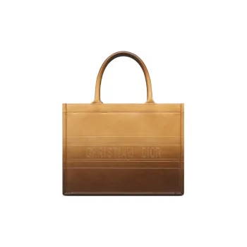 DIOR BookTote Smooth Calf Leather Tote Bag Shopping Bag Shoulder Bag Handbag Small Size Women's Gradient Cognac