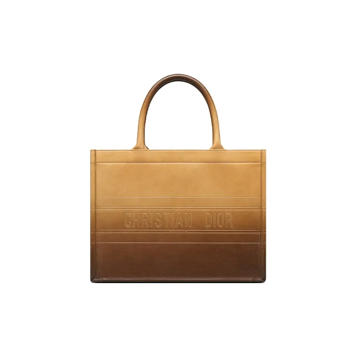 DIOR BookTote Smooth Calf Leather Tote Bag Shopping Bag Shoulder Bag Handbag Small Size Women's Gradient Cognac-0