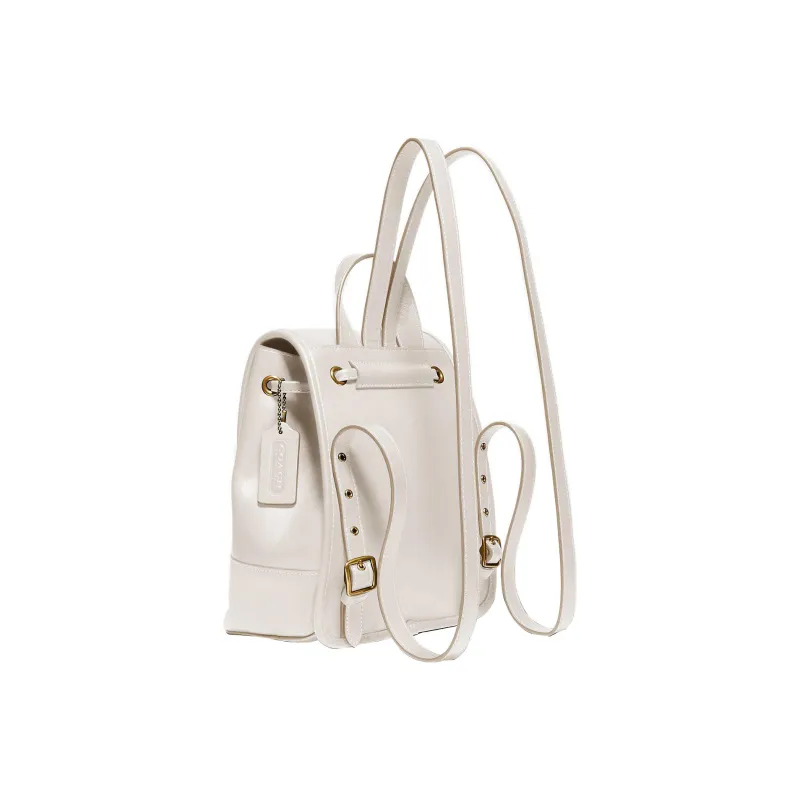 COACH Turnlock Leather Backpack Small Size Women's White-1