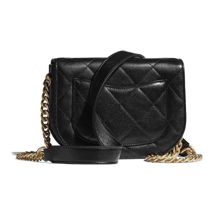 CHANEL Calfskin Saddle Bag, Crossbody Bag, Shoulder Bag Women's Black-2