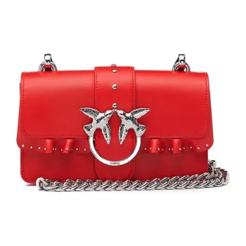 PINKO SIMPLY Leather Stud Bag Crossbody Bag Shoulder Bag Women's Red