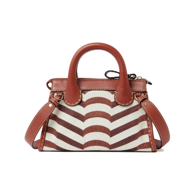 Chloe Edith Cow Leather Shoulder Bag, Crossbody Bag, Handbag Mini Women's Brown & White-1