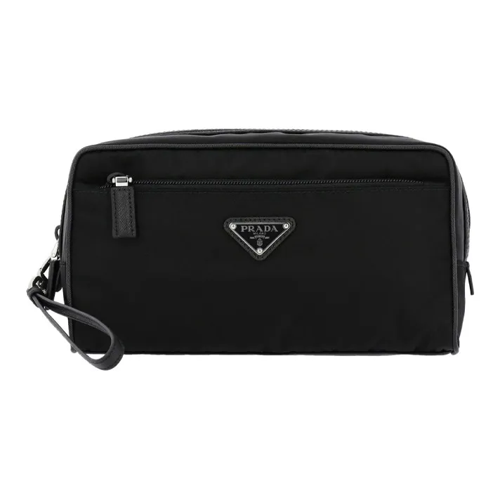 PRADA Nylon Toiletry Bags Clutches Men's Black-0