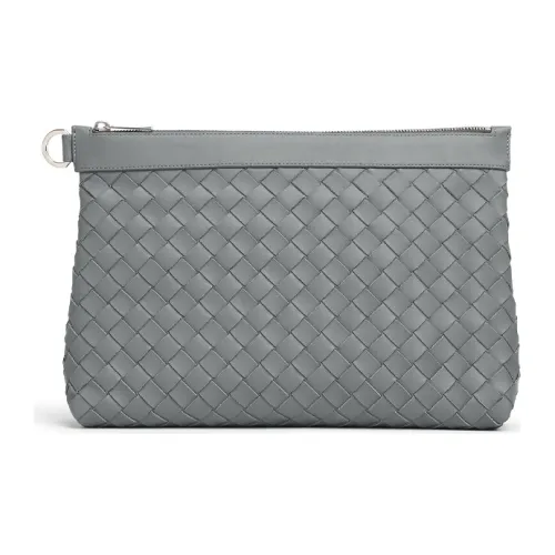 Bottega Veneta Calfskin Clutch Briefcase Medium Size Men's Gray