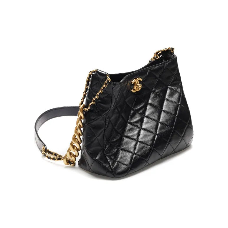 CHANEL Lambskin Tote Bag, Shopping Bag, Crossbody Bag, One Shoulder Handbag Women's Black-2