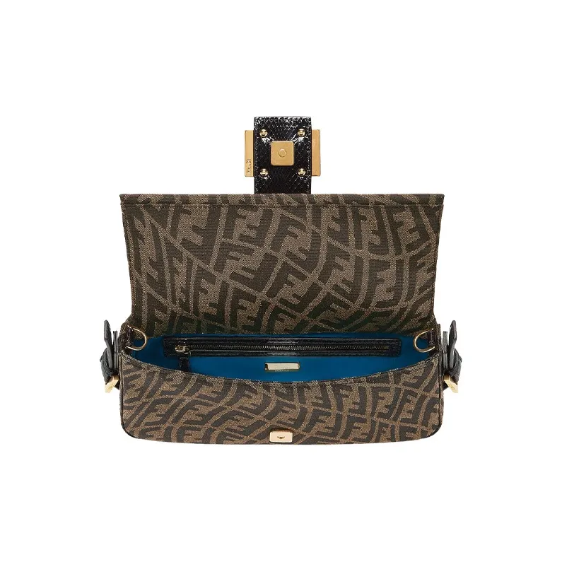 FENDI Baguette Cotton Shoulder Bag, Baguette Bag, Handbag, Shoulder Bag Women's Brown-3