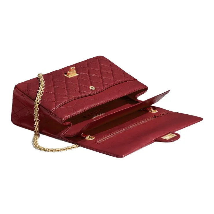 CHANEL 2.55 Calfskin And Metal Flap Bag Shoulder Bag Tubas Women's Red & Gold-2
