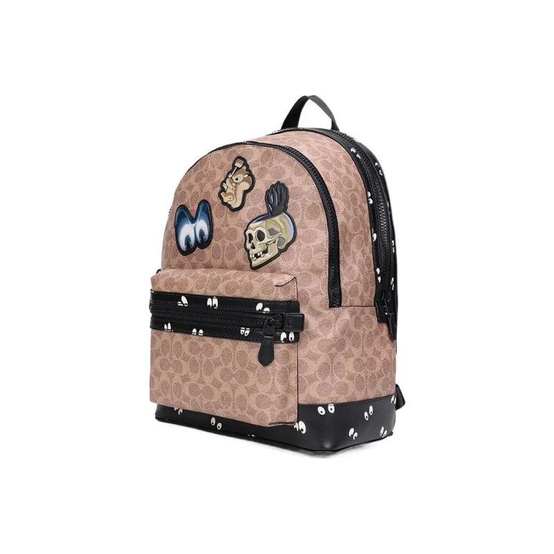 COACH Academy Canvas Backpack Large Size Unisex Khaki Monogram-2