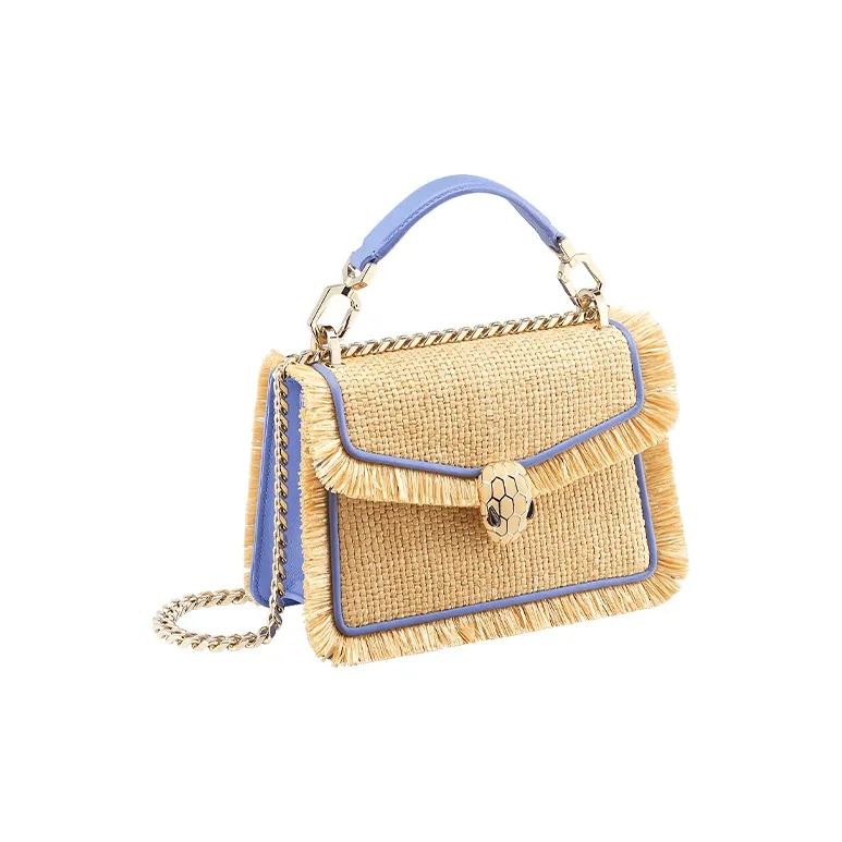 BVLGARI Serpenti Diamond Blast Calfskin Crossbody Handbag Shoulder Bag Small Size Unisex Beige Light Purple-1