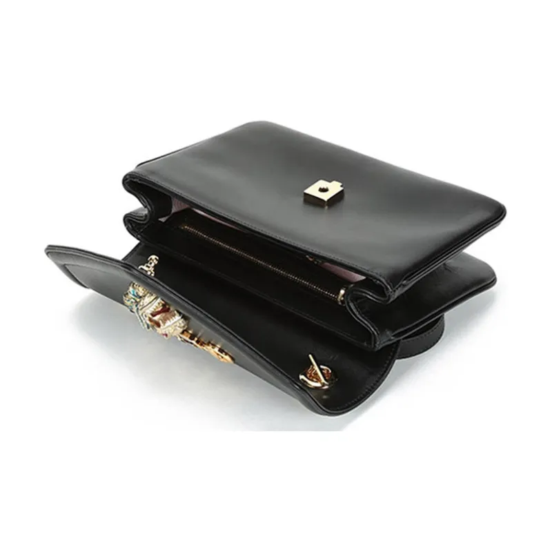 GUCCI Leather Shoulder Bag Small Size Women's Black-5
