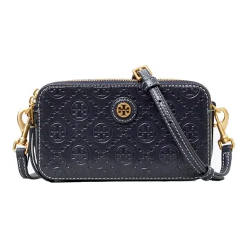 TORY BURCH T Monogram Leather Crossbody Bag Mini Women's Dark Blue