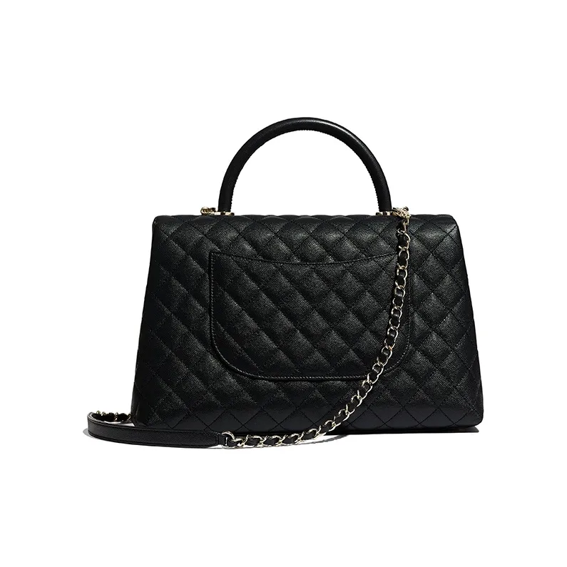 CHANEL Coco Handle Grain Calfskin & Gold Metal Shoulder Bag, Crossbody Bag Tubas Women's Black-1