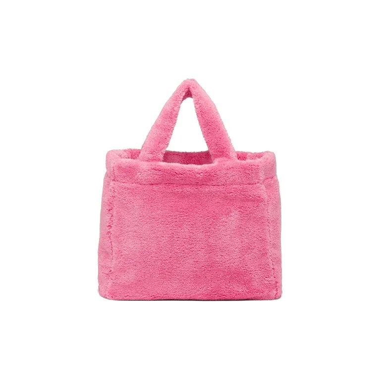 PRADA Plush Tote Bag Shopping Bag Handbag Women's Petal Pink/Black-2