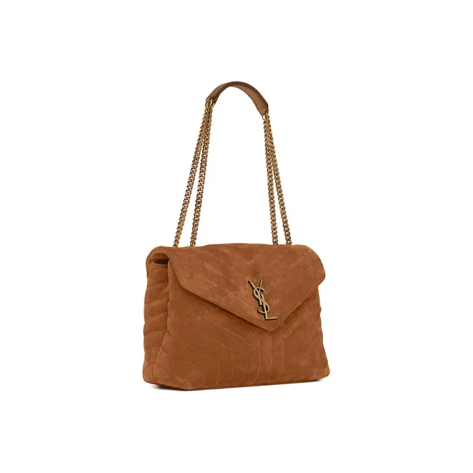 SAINT LAURENT LOULOU Suede Shoulder Bag Crossbody Bag Handbag Medium Size Women's Cinnamon-1