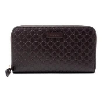 GUCCI Leather Wallet Men's Dark Brown