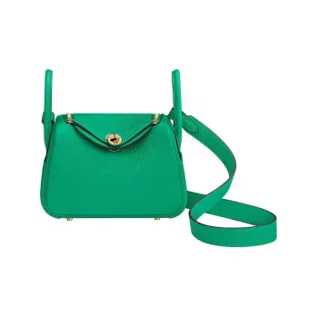 HERMES Lindy Taurillon Clemence Leather Handbag Shoulder Bag Crossbody Bag Mini Women's 6W Menthe Mint Green