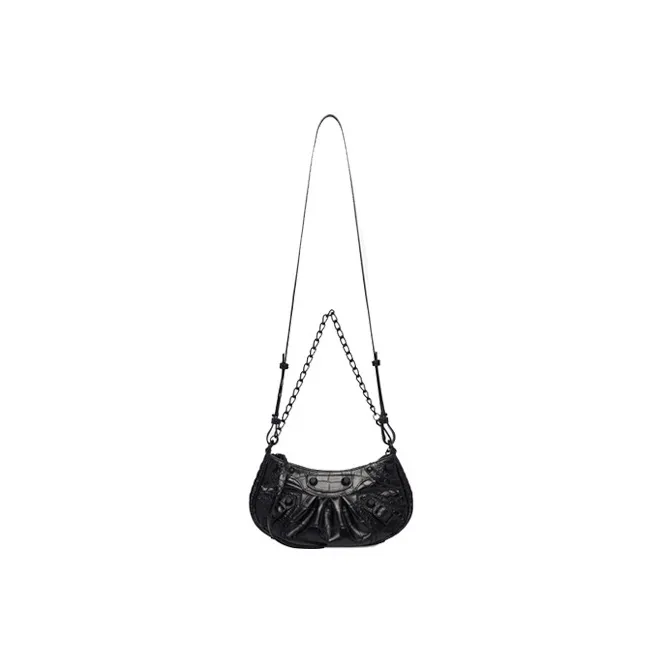 Balenciaga Le Cagole Cow Leather Biker Bag, Dumpling Bag, Handbag, Crossbody Bag Mini Women's Black-4