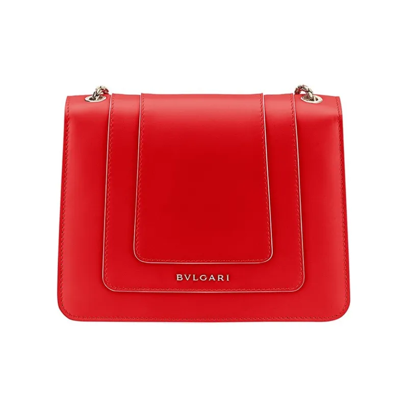 BVLGARI Serpenti Forever Series Cow Leather Chain Bag Crossbody Bag Shoulder Bag Women's Red-2