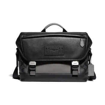 COACH Leather Cycling Bags Shoulder Bag Crossbody Bag Large Size Men's Black