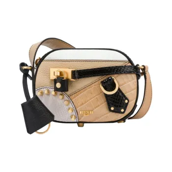 MOSCHINO Cow Leather Shoulder Bag Women's Black, Brown, White & Multicolor