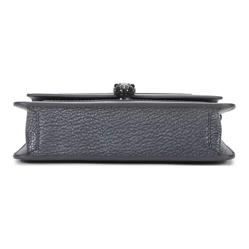 BVLGARI Serpenti Forever Series Leather Shoulder Bag Crossbody Bag Clutches Women's Charcoal-4
