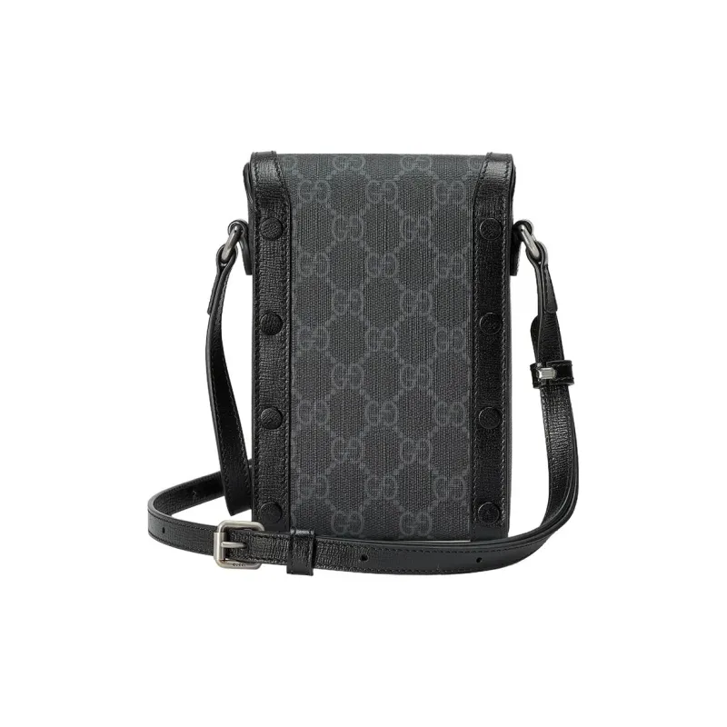 GUCCI GG Retro Series Canvas Patchwork Leather Shoulder Bag, Crossbody Bag, Cell Phone Pouch Mini Men's Black-2