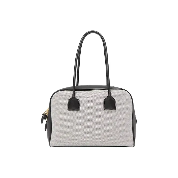 Burberry Cube Cotton Canvas Handbag Regular Women's Black/Bright Red-1