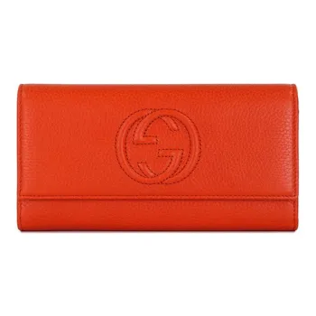 GUCCI Soho Leather Wallet Women's Orange Red