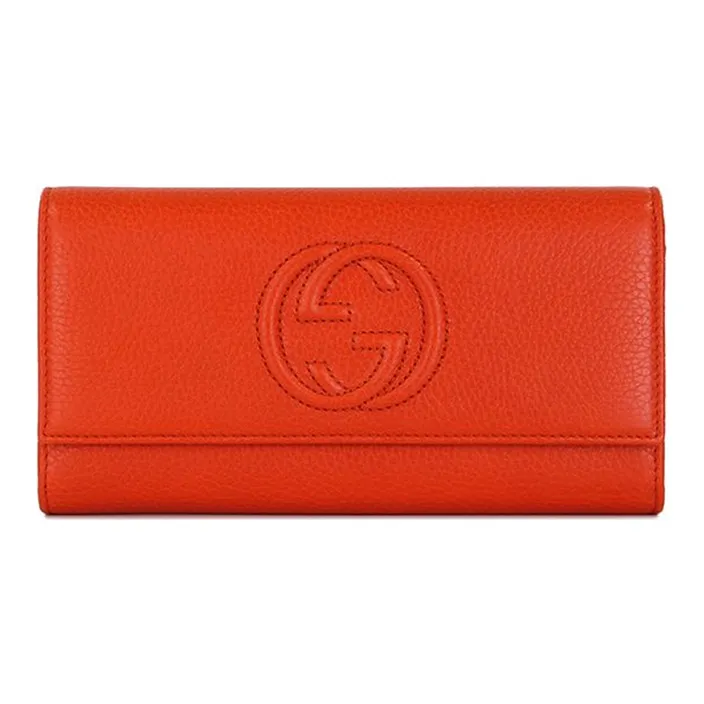 GUCCI Soho Leather Wallet Women's Orange Red-0