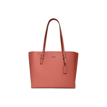 COACH Mollie Leather Tote Bag Shopping Bag Handbag Shoulder Bag Large Size Women's Orange Pink