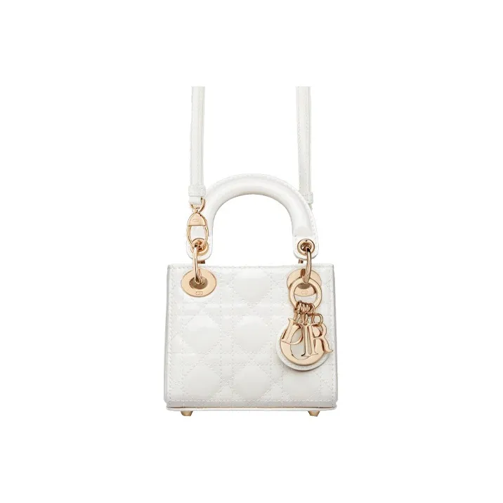 DIOR Lady Dior Patent Leather Cowhide Daisie Bag Handbags Shoulder Bag Crossbody Bag Extra Mini Women's Milk White-2