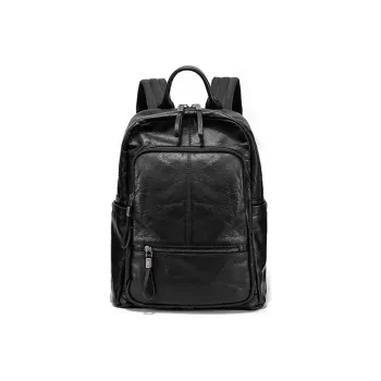 Ace Paul Cow Leather Backpack Medium Size Unisex Unisex Black