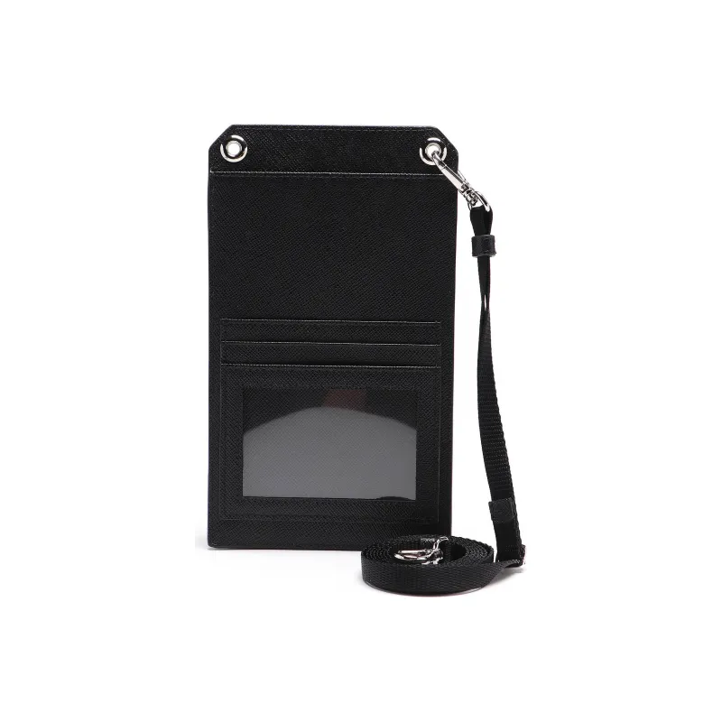 PRADA Saffiano Leather Coin Purses Camera Bags One Shoulder Crossbody Cell Phone Pouch Unisex Black-5
