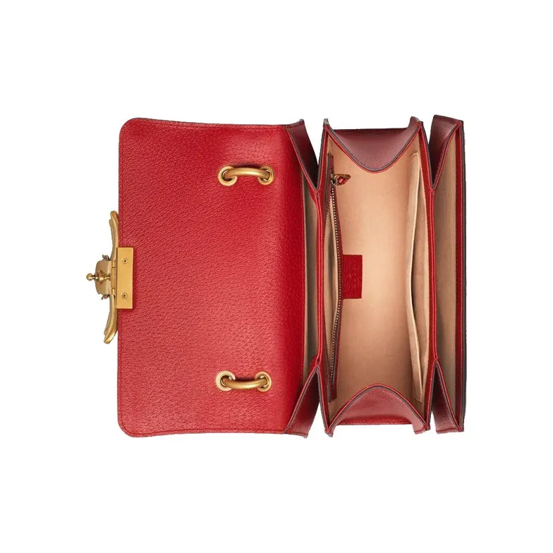 GUCCI Queen Margaret Canvas With Leather Canvas Bag Shoulder Bag Crossbody Bag Handbag Women's Ebony/Red-4