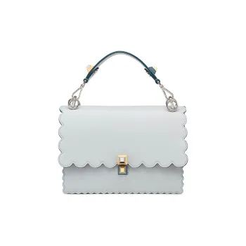 FENDI Kan I Leather Shoulder Bag, Crossbody Bag, Handbag Women's Gray