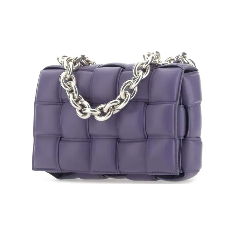 Bottega Veneta Chain Cassette Sheepskin One Shoulder Handbags Women's Purple-1