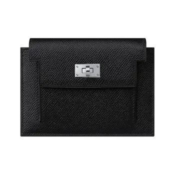HERMES Kelly Pocket Epsom Leather Wallet Women's Black