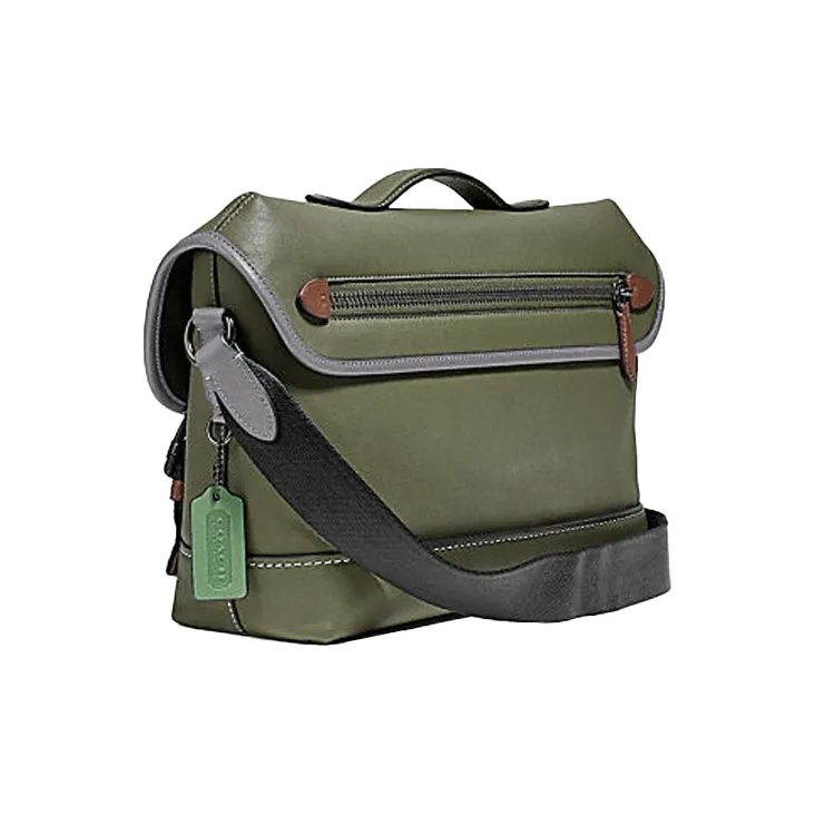 COACH League Cow Leather Cycling Bag Messenger Bag Crossbody Bag Shoulder Bag Medium Size Men's Green & Gray-1