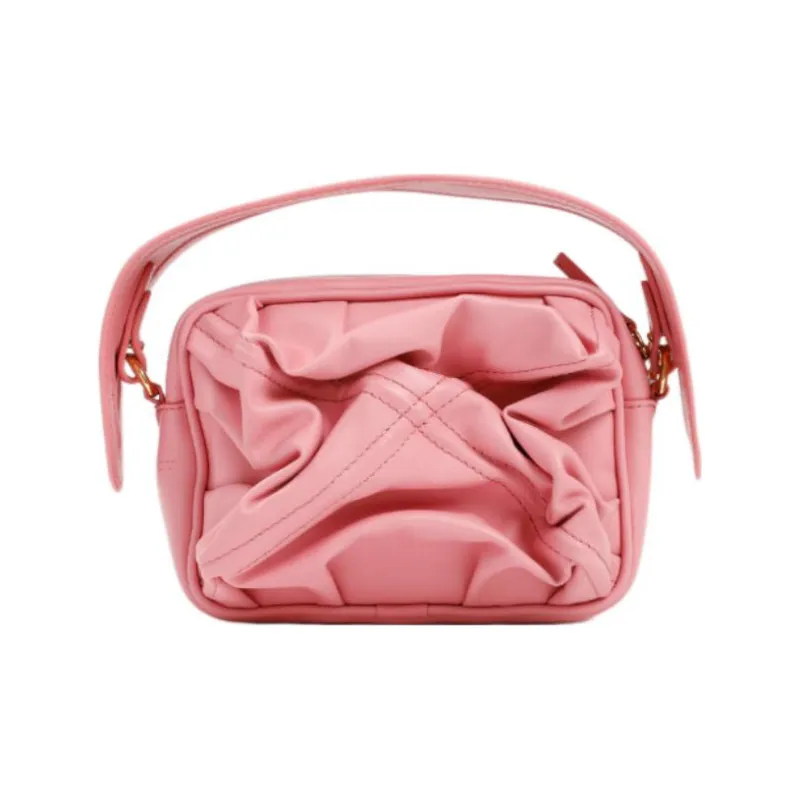 YProject Pleated Leather Box Bag Handbag Women's-6