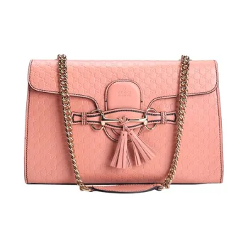 GUCCI Leather Chain Bag Shoulder Bag Handbag Medium Size Women's Pink Candy Color