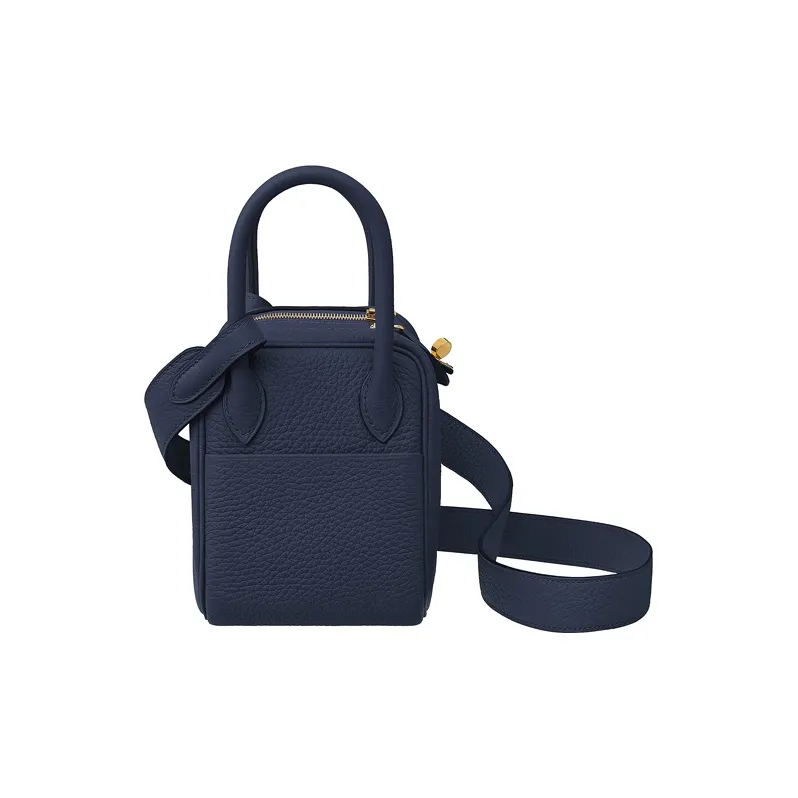 HERMES Cow Leather Portable Crossbody Bag, Shoulder Bag Mini Women's 2Z Bleu Nuit Midnight Blue-1