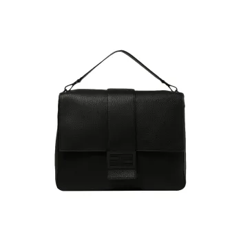 FENDI Baguette Cow Leather Messenger Bag Baguette Bag Handbag Shoulder Bag Crossbody Bag Large Size Men's Black