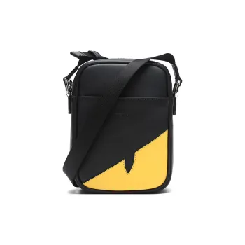 FENDI Multicolor Leather Vertical Messenger Bag Camera Bag Shoulder Bag Crossbody Bag Men's Black/Yellow