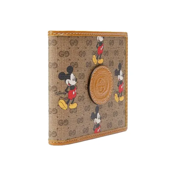 GUCCI Disney, Collaboration Canvas With Leather Wallet Regular Men's Ebony/Brown-2