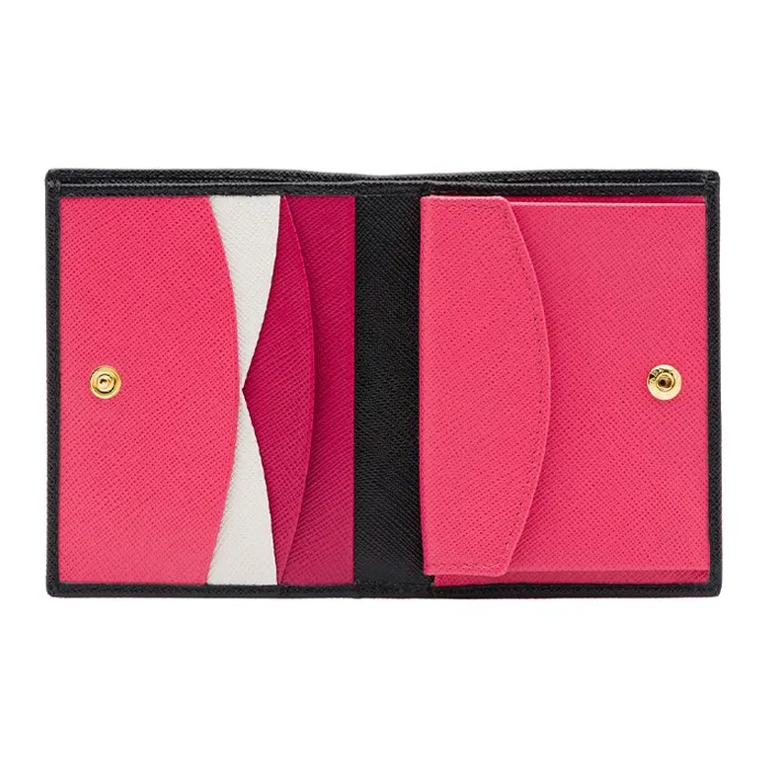 PRADA Leather Wallet Small Size Women's Black-4
