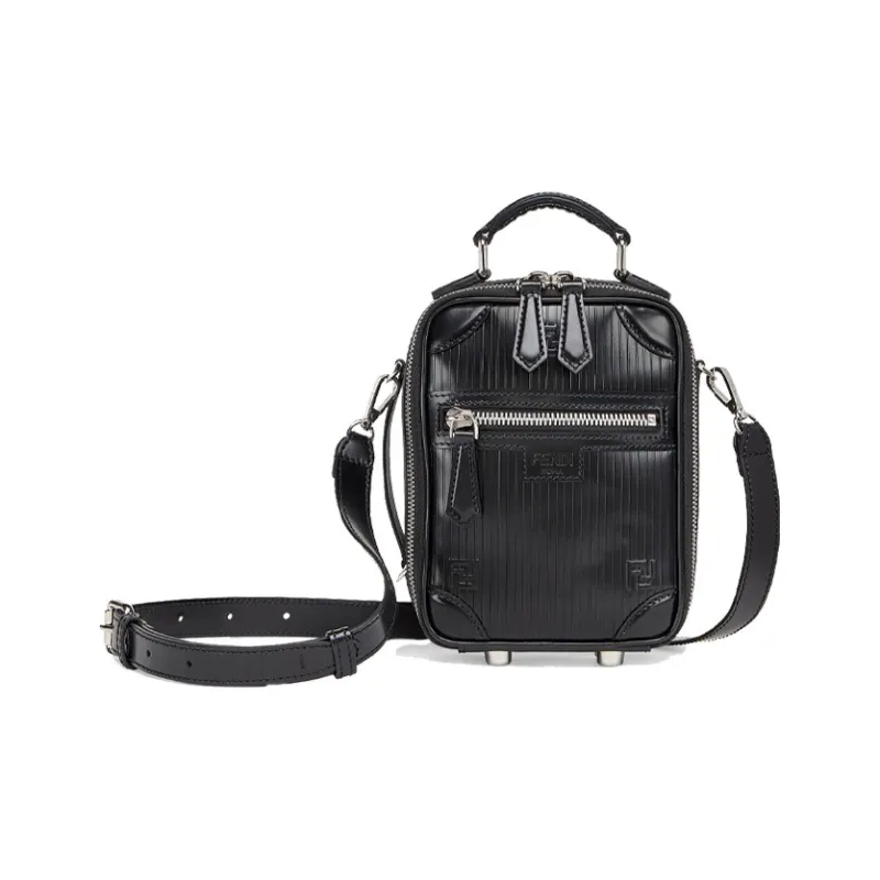 FENDI Calfskin Handbag, Shoulder Bag, Crossbody Bag Mini Men's Black-0