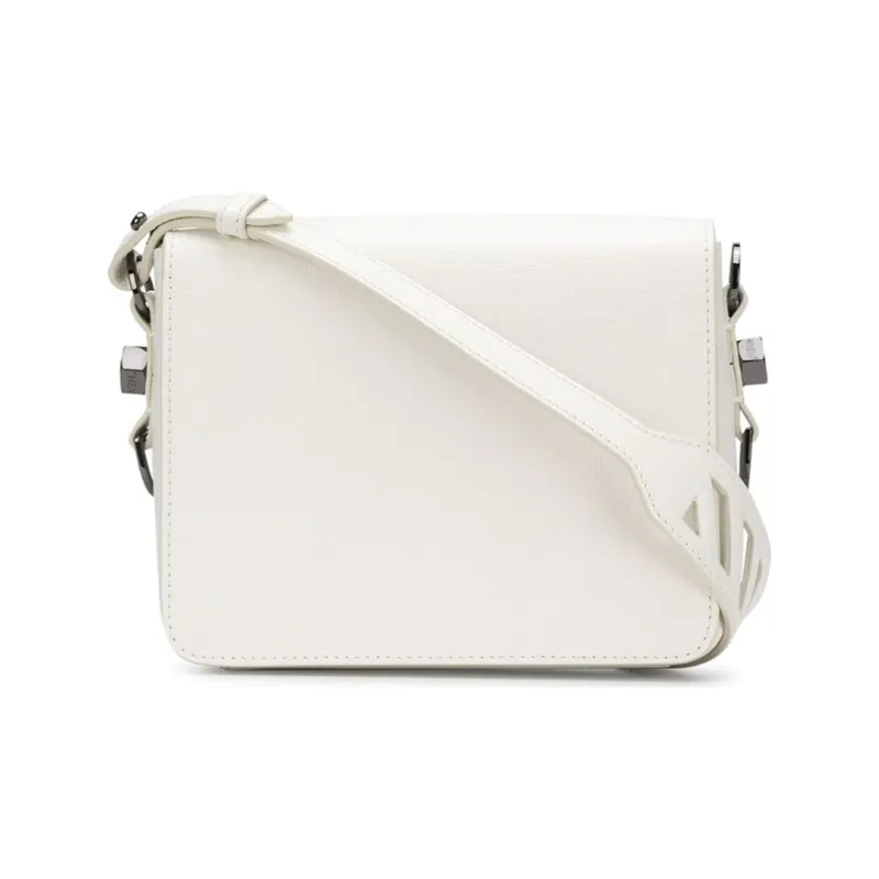 OFF WHITE Binder Clip Series Leather Shoulder Bag Medium Size Women's White-2